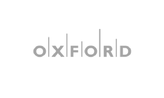 A gray and white logo of the word oxford.